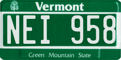 VT license plate NEI958