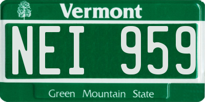 VT license plate NEI959