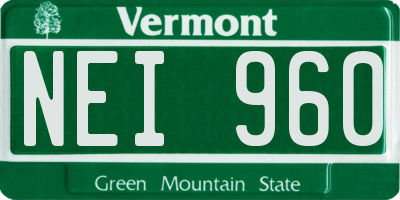 VT license plate NEI960