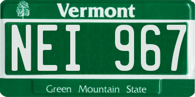 VT license plate NEI967