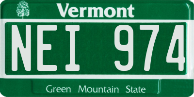 VT license plate NEI974