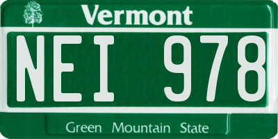 VT license plate NEI978