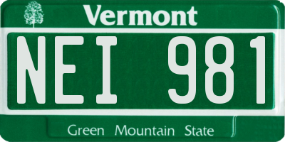 VT license plate NEI981