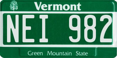 VT license plate NEI982