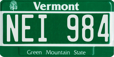 VT license plate NEI984