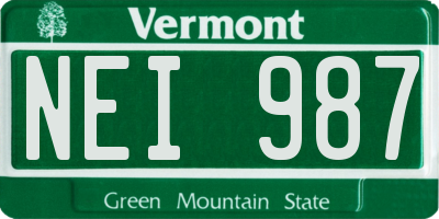 VT license plate NEI987
