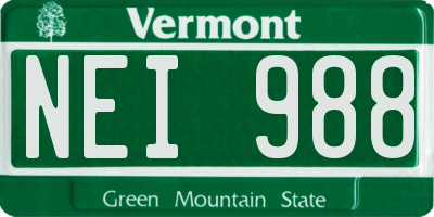 VT license plate NEI988