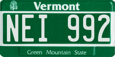VT license plate NEI992