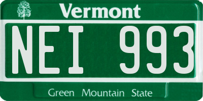VT license plate NEI993