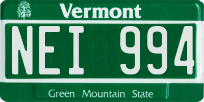 VT license plate NEI994