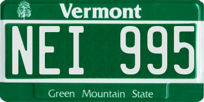 VT license plate NEI995