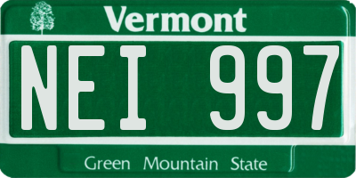 VT license plate NEI997