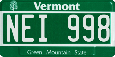 VT license plate NEI998