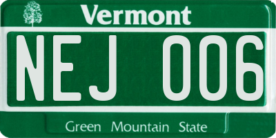 VT license plate NEJ006