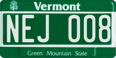 VT license plate NEJ008