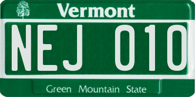 VT license plate NEJ010