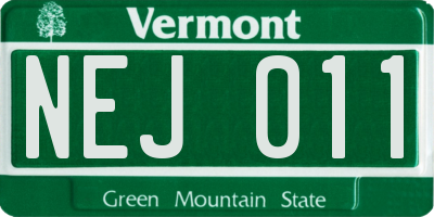 VT license plate NEJ011