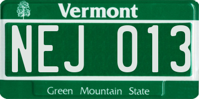 VT license plate NEJ013