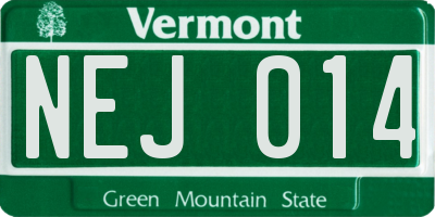 VT license plate NEJ014