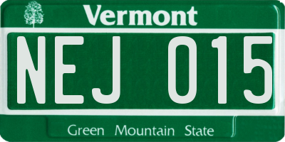 VT license plate NEJ015