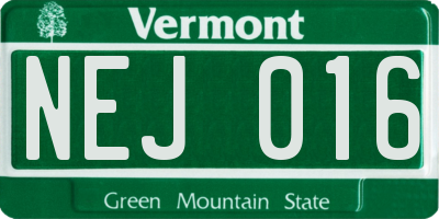 VT license plate NEJ016