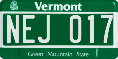 VT license plate NEJ017