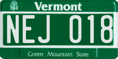 VT license plate NEJ018