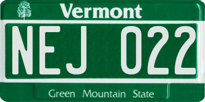 VT license plate NEJ022