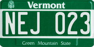 VT license plate NEJ023