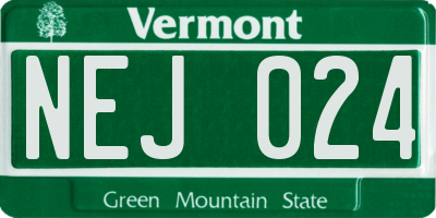 VT license plate NEJ024