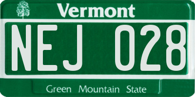 VT license plate NEJ028