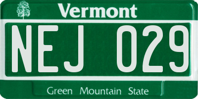 VT license plate NEJ029