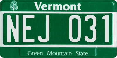 VT license plate NEJ031