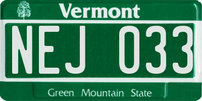 VT license plate NEJ033