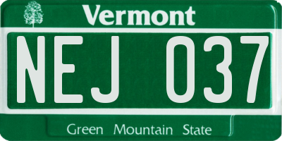 VT license plate NEJ037