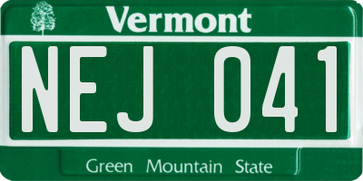 VT license plate NEJ041
