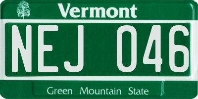 VT license plate NEJ046