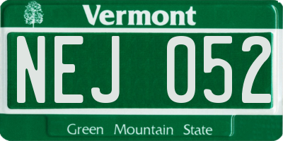 VT license plate NEJ052
