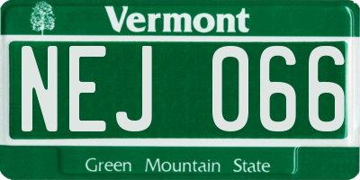 VT license plate NEJ066