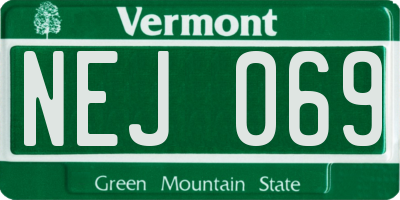 VT license plate NEJ069