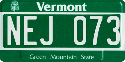 VT license plate NEJ073
