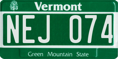 VT license plate NEJ074