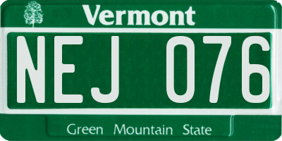 VT license plate NEJ076