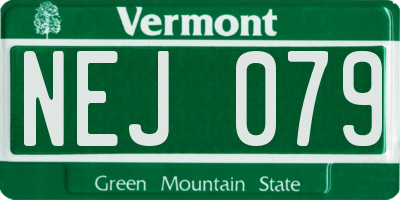 VT license plate NEJ079