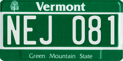 VT license plate NEJ081
