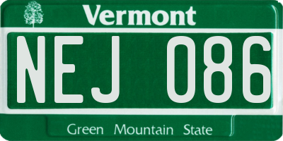 VT license plate NEJ086