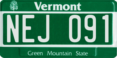 VT license plate NEJ091