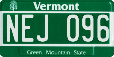 VT license plate NEJ096