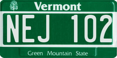 VT license plate NEJ102