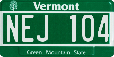 VT license plate NEJ104